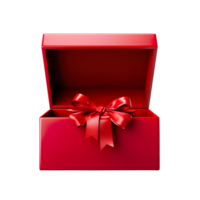 Open empty red gift box isolated on transparent background png