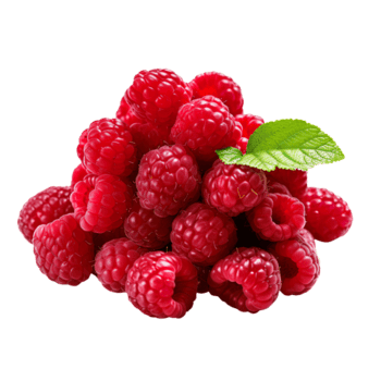 pile of raspberries isolated on transparent background png