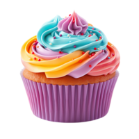 Rainbow cupcake isolated on transparent background png