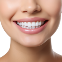 Smiling woman mouth with white teeth isolated on transparent background png