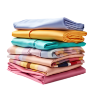 Stack of colorful folded shirts isolated on transparent background png