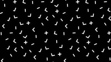 Black Background with White Geometric Symbol Pattern Background Animation 4K Overlay Effect video