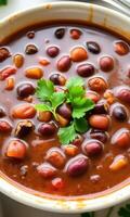 Mexican chili bean soup photo