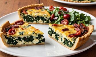 Spinach and goat cheese quiche photo