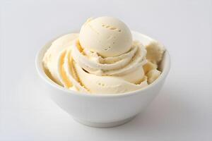 Vanilla Ice Cream Scoop Isolated on White Background illustration photo