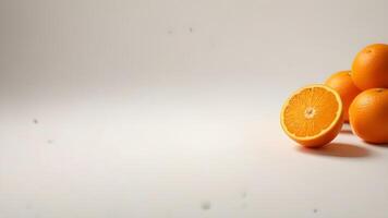 Vibrant Citrus Display, A Group of Oranges Resting on a Pristine White Surface photo
