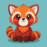 Cute and colorful cartoon red panda character sitting happily against a white background, showcasing playful features and vivid colors vector