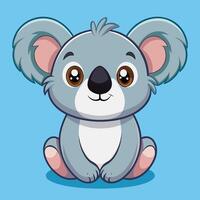 Cute cartoon koala character with big eyes and friendly expression on a bright turquoise background vector