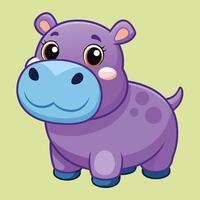 Cute cartoon hippo character smiling against a pastel yellow background with simple features and a playful look vector