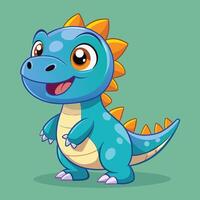 A cheerful cartoon dinosaur on a bright blue background with a friendly expression and playful posture vector