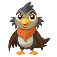 Cute cartoon bird character with large eyes and vibrant feathers on a neutral background, showcasing a cheerful expression and detailed features vector