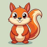 Cute cartoon squirrel standing cheerfully with a bright orange coat against a simple green background in a playful and lively manner vector