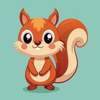Cute cartoon squirrel with a happy expression and fluffy tail standing in a playful pose against a simple background vector