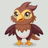 A cheerful cartoon bird stands proudly, showcasing its bright eyes and fluffy feathers in a playful pose against a simple background vector