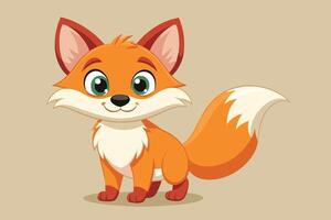 A cheerful cartoon fox standing on a solid colored background, showcasing its bright orange fur and playful expression vector