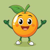 An orange character with arms and legs, smiling and waving vector