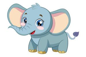 Cartoon elephant with big ears and big eyes vector