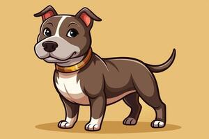 Cartoon dog with collar standing on a yellow background vector