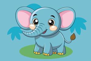 Cartoon elephant with big ears and big eyes vector