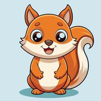 Cute cartoon squirrel character with a cheerful expression, posing against a light blue background in a playful, animated style vector