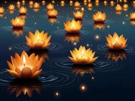 Candle flower style floating in night view in the river photo