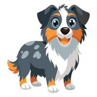Cute cartoon dog with blue eyes and playful expression standing in a lively pose on a white background vector