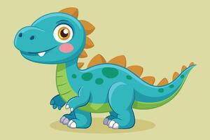 Cute, colorful cartoon dinosaur with a friendly smile on a simple background, ideal for kids' illustrations and themes vector