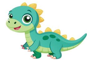 Cute cartoon dinosaur character with bright colors and friendly smile, ideal for children's illustrations, stories, or educational materials vector