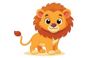 A cute cartoon lion standing confidently with a playful expression in a colorful, animated design suitable for children's illustrations vector