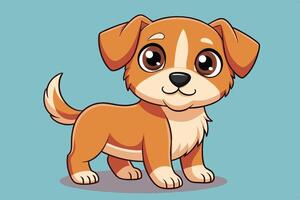 Cute cartoon puppy with big eyes and a friendly expression standing against a light blue background, showcasing its playful demeanor and charm vector