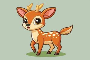 Cartoon deer walking playfully with bright colors and cute features against a simple background vector