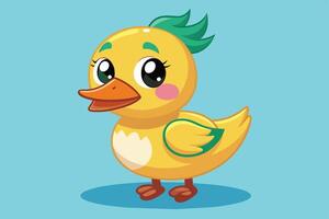 A cartoon duck with green hair and a green beak vector