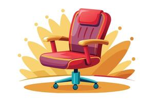 Bright and colorful office chair with wheels, designed for comfort and style in a modern workspace setting vector