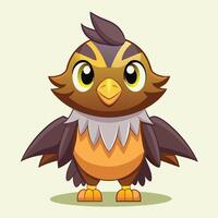 Colorful cartoon bird character with large eyes and playful expression in a simple background vector
