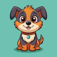 Cute cartoon dog character sitting happily on a solid light green background with a joyful expression vector