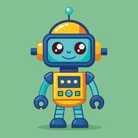 Cute cartoon robot character with a friendly expression and colorful design against a simple background vector