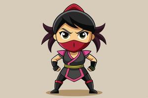 A cartoon ninja character in a dynamic pose showcasing strength and confidence against a light background vector