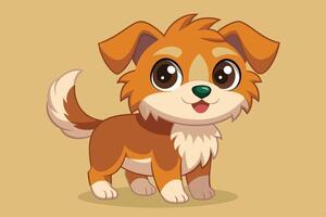 A cheerful cartoon puppy standing playfully on a light background, showcasing its fluffy coat and bright eyes in a fun, vibrant style vector