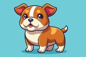 Cute cartoon puppy standing on a bright blue background with a joyful expression showcasing its playful nature vector