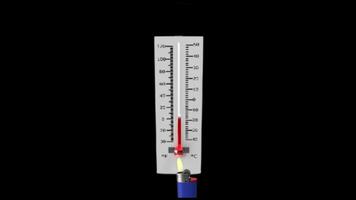 Lit Lighter Heating a Meteorological Thermometer Causing an Explosion with Black Background video
