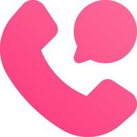 A pink phone with a speech bubble vector