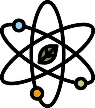 An image of an atom with a leaf on it vector