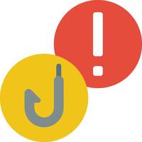 Two red and yellow circles with a hook and exclamation mark vector