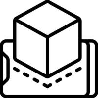 A black and white image of a box with a cube on top vector