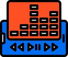 A music player with a red and blue background vector
