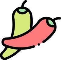 A pair of peppers with green and red tops vector