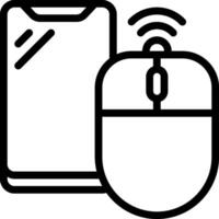 A black and white image of a phone and a mouse vector