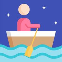A man in a boat with a paddle and a star vector