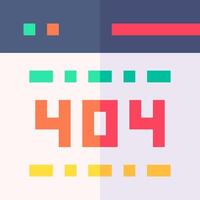 The 404 page is shown with colorful text vector