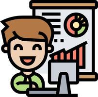 Businessman at computer with chart vector